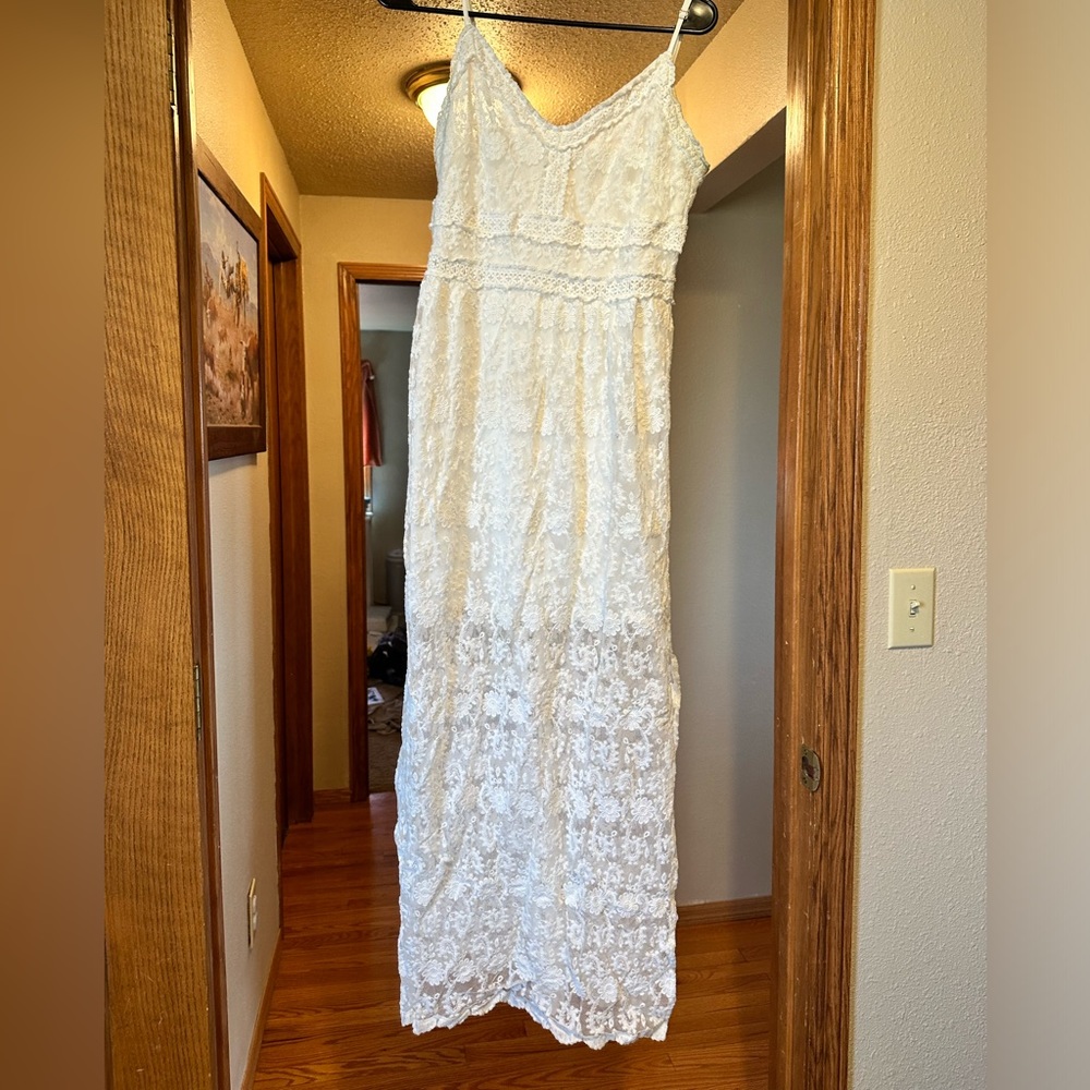 White Lace Bridal Maxi Dress